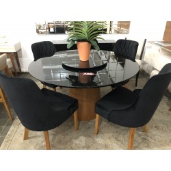 Conjunto Mesa de Jantar Redonda 1,40m - PARIS com 4 Cadeiras – DUBAI