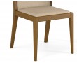 Foto cadeira Columbia, acabamento em madeira maciça e com tecido claro