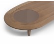 Foto mesa de centro, fé, em madeira, acabamento claro, fundo infinito